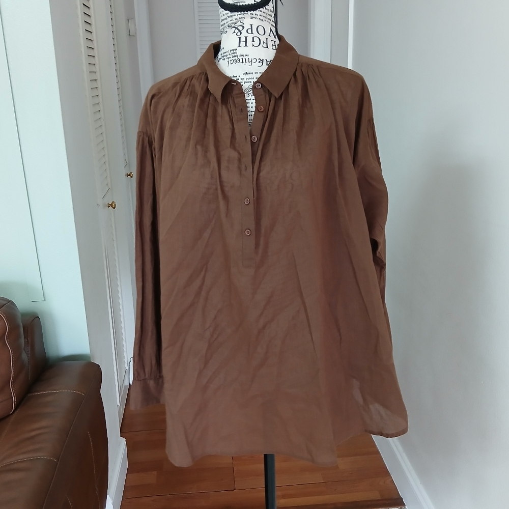 Nili Lotan‎ Miles Tunic Shirt Top Oversized Long Sleeve